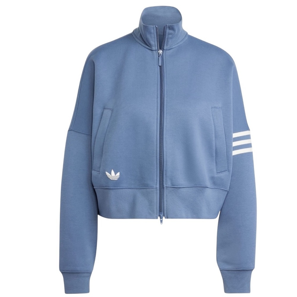 adidas Light Blue Zip-Up Track Jacket with White Stripes